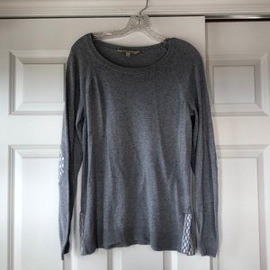Light Gray Sweater with Elbow Patch Design